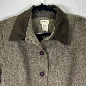 L.L.Bean‎ Wool Blend Blazer Brown Corduroy Collar Jacket Career Size 16